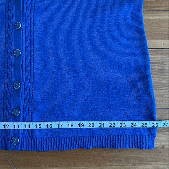 Talbots Blue Boyfriend Cardigan V-Neck Long Sleeve Button Front Size 2X Petite - Picture 14 of 16